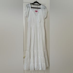 Betsey Johnson White Smocked Midi Dress